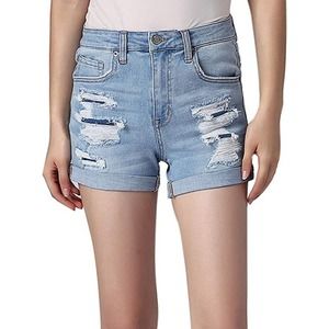 Anvain Mid Rise Distressed Front Roll Cuff Shorts 10